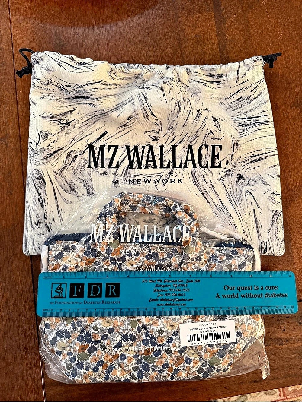 MZ Wallace Micro Sutton Poppy Forest Crossbody Bag Blue & White